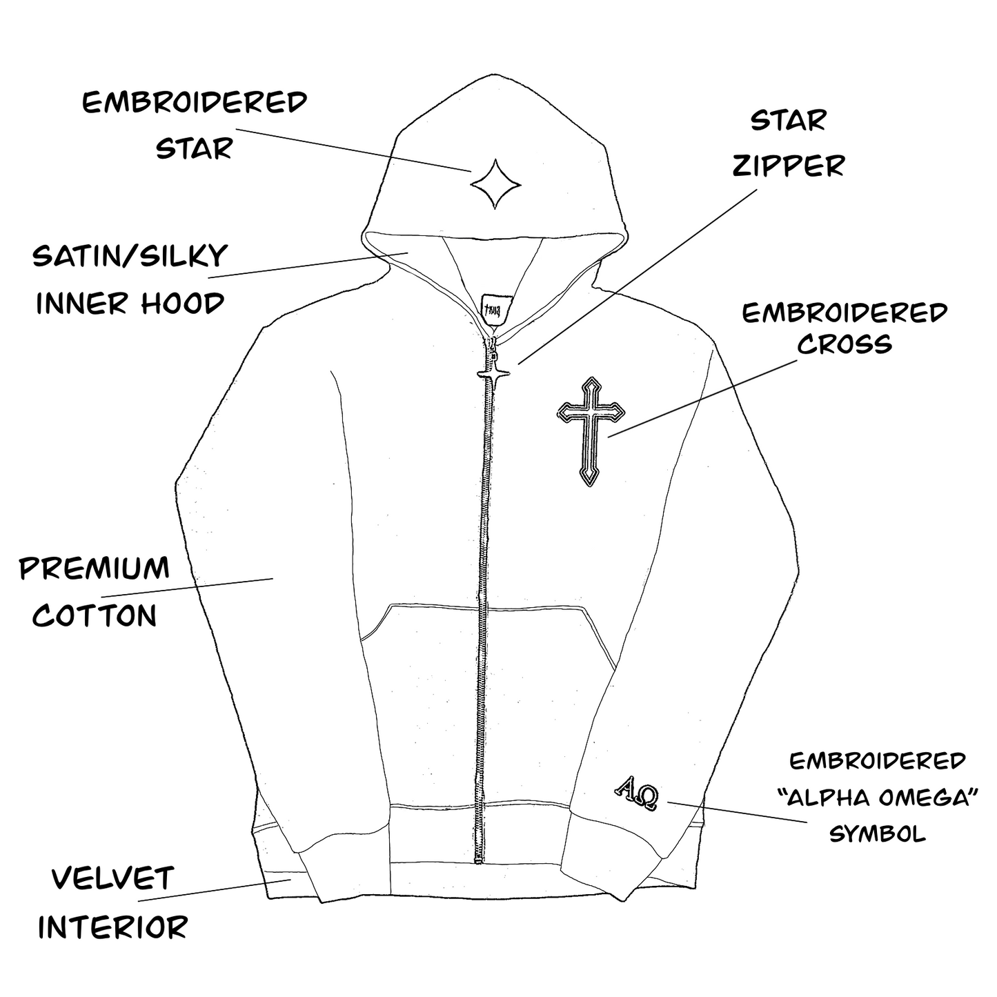 “Spider” Zipup Black/White